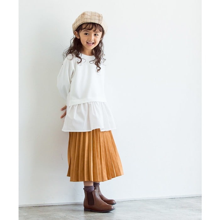 Kids スエードタッチプリーツスカート スカート ロング丈 子供服 フレアスカート スカート Pierrot ピエロ ファッション通販リュリュモール Ryuryumall