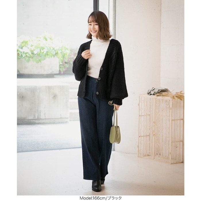 カーディガン Balloon Sleeve Loose Knit Cardigan バルーン袖 ルーズニットカーディガン ビッグシルエ  クリスマスファッション