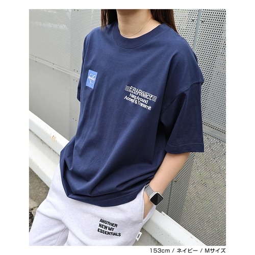 ERAReact ロゴ刺繍入り 半袖 Tシャツ トップス レディース メンズ 男女兼用 ユニセックス ノームコア コットン100％ オーバーサイズ  体型カバー ヴィンテージライク 古着風 カジュアル シンプル M/L/XL/XXLサイズ 春 夏 秋 ANME アンメ - Tシャツ・カットソー/ トップス ...