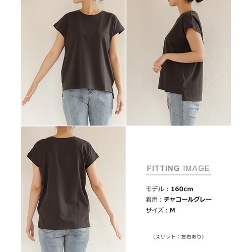 コットン天竺 フレンチスリーブ Tシャツ レディース クルーネック