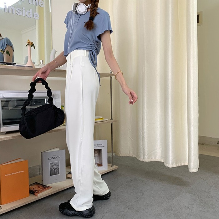 セミワイドパンツ レディース ロングパンツ ストレート スーツパンツ 薄手ボトムス 大人美脚 カジュアル シルエット 春夏 - ワイドパンツ/パンツ  - miniministore(ミニミニストア) - レディースファッション通販リュリュモール