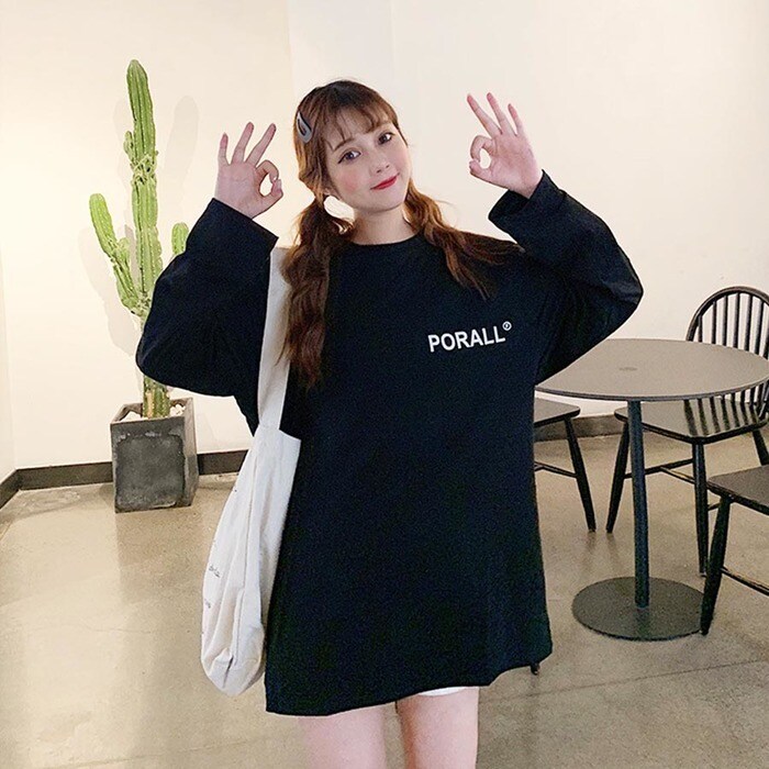 シンプルロゴ長袖ｔシャツ 秋冬 新作 韓国ファッション 大人かわいい プチプラ ママ シンプル ロゴ 英字 バックプリントカジュアル ロングスリーブ ｔシャツ ロンｔ 大きい ゆったり トップス 長袖 ビッグシルエット楽ちん Fashion Box ファッションボックス