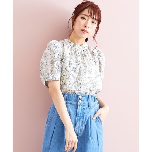 トップス バックリボンフラワープリントブラウス marun L-10L 大きなサイズ 30代 40代 50代 女性 スマイルランド  smileland秋服 春服 冬服 フェミニン マシュマロ女子 デート 通勤 トレンド モード 春色 カジュアル - ブラウス/トップス -  SMILELAND(スマイルランド ...