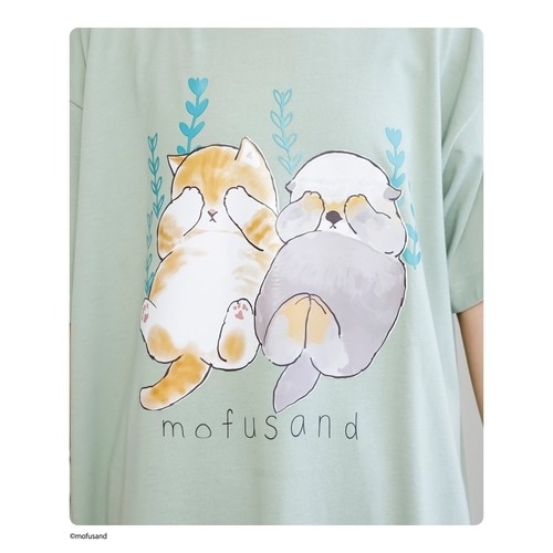 トップス デザインチュニックTシャツ/mofusandレディース 春 秋 キャラクター オールシーズン 猫 ねこ かわいい ペット 大きいサイズ  ゆったり 30代 40代 50代 - チュニック/トップス - SMILELAND(スマイルランド) - レディースファッション通販リュリュモール