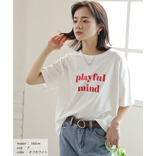 ロゴプリントTシャツ 柄 Tシャツ カットソー トップス 半袖 レディース