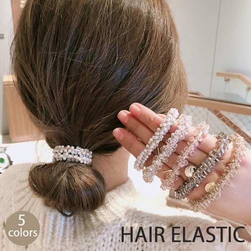 ヘアゴム パール バブル シンプル ブレスレット ビーズ ヘア留め ヘアアクセサリー 髪飾り 上品 パーティー飾り - ヘアゴム・シュシュ/アクセサリー・ヘアアクセサリー  - shoppinggo(ショッピングゴー) - レディースファッション通販リュリュモール